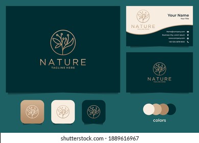 elegant gold nature logo design and business card