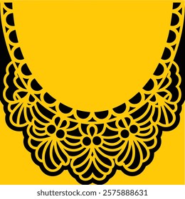 Elegant gold necklace design with intricate lace pattern