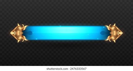 Elegant Gold and Neon Blue Game Title Banner Lower Third for Fantasy Game UI Design