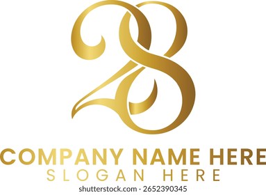 Logotipo número 28 de ouro elegante ideal para a marca de negócios. Vetor de design premium. luxo dourado