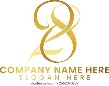Elegant gold number eight logo design. Perfect for business branding and corporate identity.