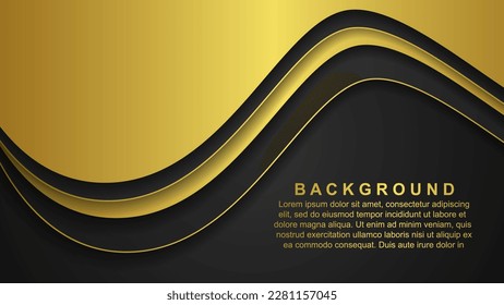 Elegant gold overlapping background with gold line elements. Realistic luxury paper cut modern concept 3d style. vector illustration for design.