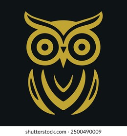 Elegant gold owl vector. Features a minimalist and striking design. Ideal for logos, branding, and digital projects. High-quality graphic with clean lines and modern appeal.