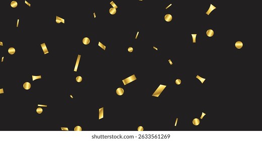 Elegant gold paper confetti floating down slowly with depth and glow, on transparent background. Realistic golden confetti pieces falling down with festive sparkle, isolated on transparent background