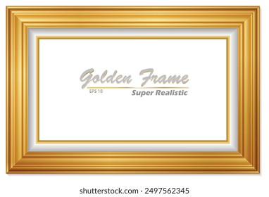 An elegant gold picture frame with super realistic shape. Approximate frame size 140x100 cm, high resolution 72 dpi. This image is NOT generated by Ai.