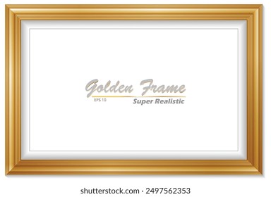 Ein eleganter goldener Bilderrahmen mit super realistischer Form. Ungefähre Rahmengröße 140x100 cm, hohe Auflösung 72 dpi. Dieses Bild wird NICHT von Ai erstellt.