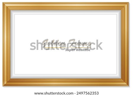 An elegant gold picture frame with super realistic shape. Approximate frame size 140x100 cm, high resolution 72 dpi. This image is NOT generated by Ai.