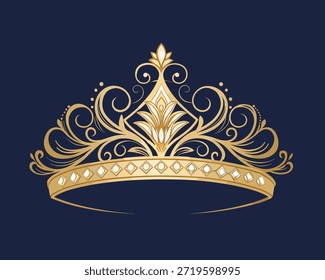 Elegante Vector de la Corona de la Reina de Oro – Símbolo de la Princesa Real