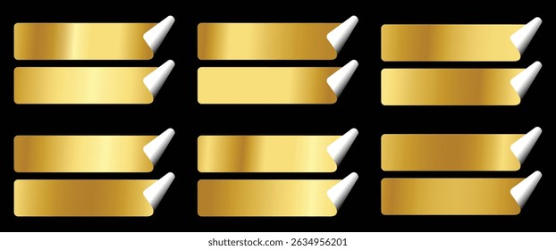 Elegant Gold Rank Badge Elements Gradient Bar Collection on Black Background