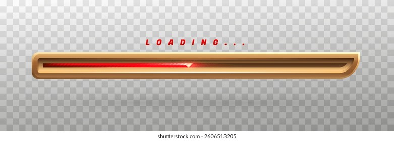 Elegant Gold and Red UI Loading Progress Bar Design