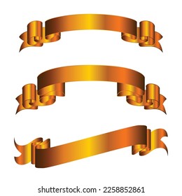 Elegant Gold Ribbon Banner Set. Vector Realistic Scroll Banner.