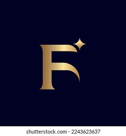 elegant gold royal beauty logo letter F