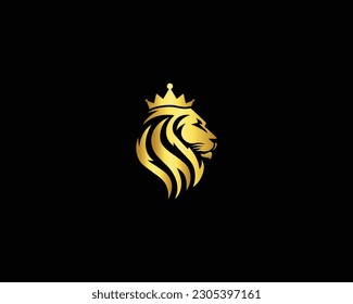 Elegant Gold Royal Lion Crown Logo Design Template. Leo Crest Symbol Premium King Brand Identity Icon. Luxury Company Sign. Modern Vector Illustration.