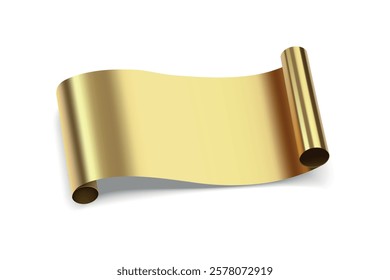 Elegant gold scroll with rolled edges on a clean white background, showcasing luxury