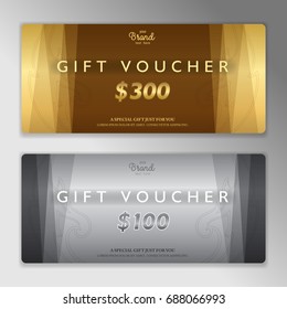 Elegant gold and silver gift voucher or gift card for discount promo event