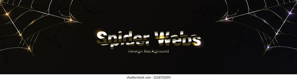 elegant gold spider web background banner with glitter light