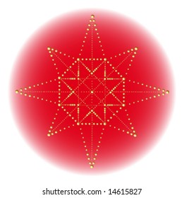Elegant Gold Star on Red, Vector Illustration