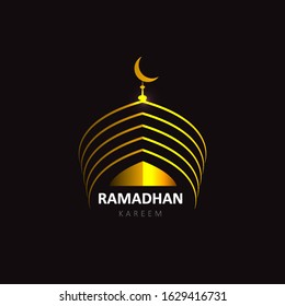 Elegant gold style  mosque icon vector design, islamic icon, ramadhan kareem, eid mubarak