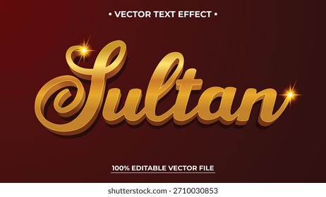Elegant Gold Sultan Text Effect with Sparkles on a Rich Burgundy Background