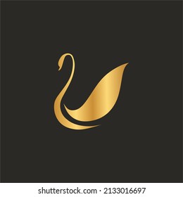 Elegant Gold Swan in a Black Background vector Logo