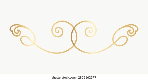Elegant gold swirl design vector on a white background, perfect for invitations.