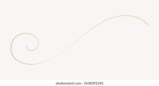 Elegant gold swirl line on a light background. The swirl adds a touch of elegance. Gold swirl line perfect for design. Elegant swirl for creative projects. Decorative flourish vector.