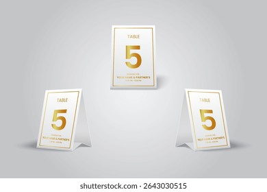 Elegant Gold Table Number 5 Card for event or dining