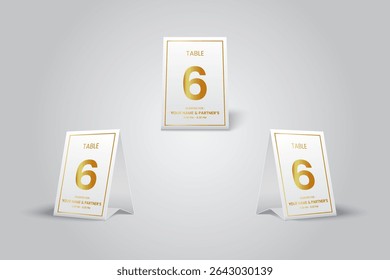 Elegant Gold Table Number 6 Card Mockup for event or dining