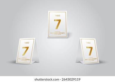Elegant Gold Table Number 7 Card Mockup for Wedding or Event