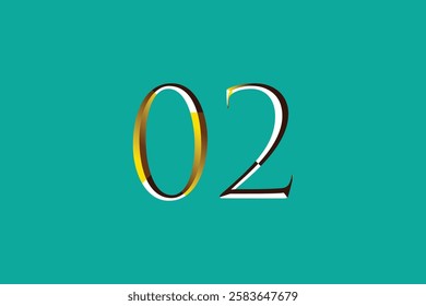 Elegant Gold and Teal Number 02 Design.