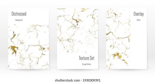 Elegante Juego De Textura De Oro. Tarjeta de presentación de mármol. La angustia Grunge Stone. Textura de pared rota blanca dorada. Estilo Roto de lujo dorado. Fondo De Marcado. Diseño resistente al ruido. Ilustración vectorial.