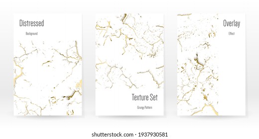 Elegante Juego De Textura De Oro. Tarjeta de presentación de mármol. La angustia Grunge Stone. Textura de pared rota blanca dorada. Estilo Roto de lujo dorado. Fondo De Marcado. Diseño resistente al ruido. Ilustración vectorial.