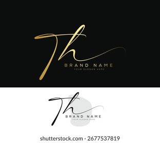 Elegantes Gold TH Signature-Logo für Anfangsbuchstaben für das Branding