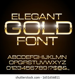 Elegant Gold Thin Metal Chrome Vector Typeface