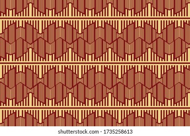 elegante patrón de rayas verticales doradas con fondo rojo, diseño lujoso de textura de fondo vintage con distancias verticales. Estilo de geometría abstracta con color plano