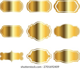 Quadros de etiqueta vintage de ouro elegantes para emblema de luxo e design de adesivo.