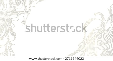 Elegant gold wave pattern background, Japanese, Chinese abstract lines, geometric curves. Vector illustration, flowing water, clouds, organic luxury wallpaper, poster, frame.