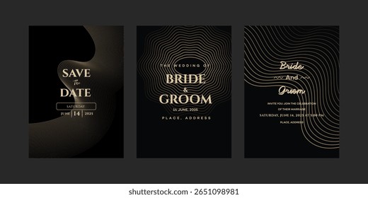 Elegant Gold Wedding Invitation Templates Save the Date, Bride Groom