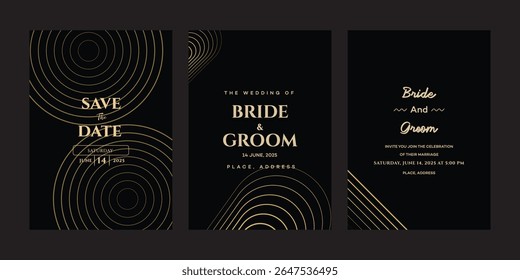 Elegant Gold Wedding Invitations Save the Date, Bride Groom