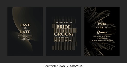 Elegant Gold Wedding Invitations Save The Date, Bride Groom