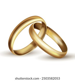 Elegant gold wedding rings on a white background highlighting the symbol of love and commitment