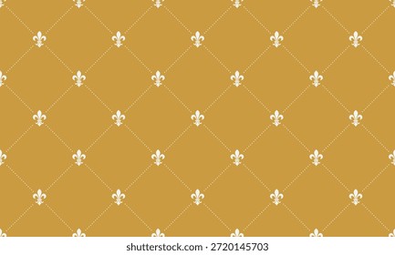 Elegante padrão de fleurdelis dourado e branco.  Perfeito para fundos, convites, ou marca de luxo. Esse design perfeito evoca realeza, sofisticação e estilo clássico.