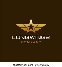 Elegant Gold Wing Star Logo Design