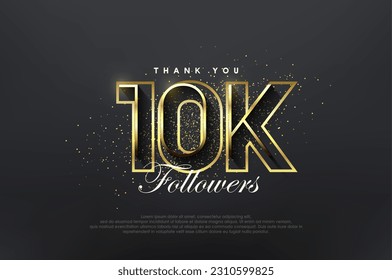 Elegant golden 10k followers. Luxurious simple design for celebration.