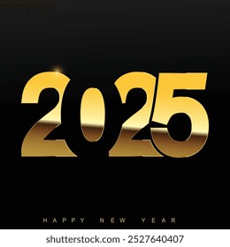Elegant Golden 2025 New Year Design with Sparkling Circle and Festive Shine. Vector illustration