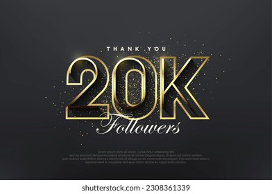 Elegant golden 20k followers. Luxurious simple design for celebration.