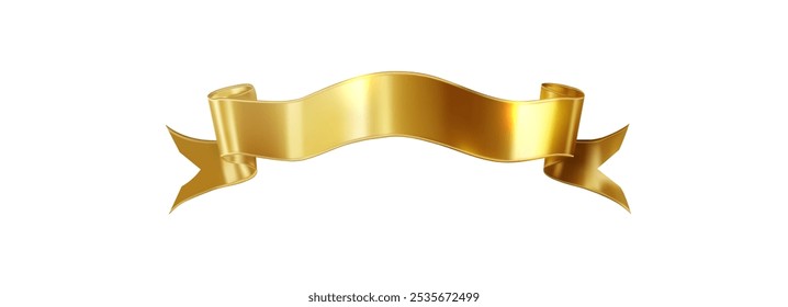 Elegant golden 3d ribbon banner illustration. The smooth, reflective surface adds a luxurious and festive touch, ideal for celebratory, decorative, and design projects. Vector illustration