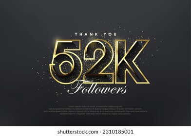 Elegant golden 52k followers. Luxurious simple design for celebration.