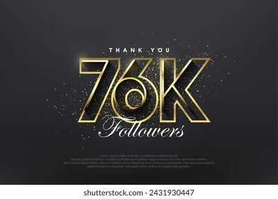 Elegant golden 76k followers. Luxurious simple design for celebration.