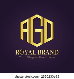 Elegante Golden AGD Monograma no fundo escuro